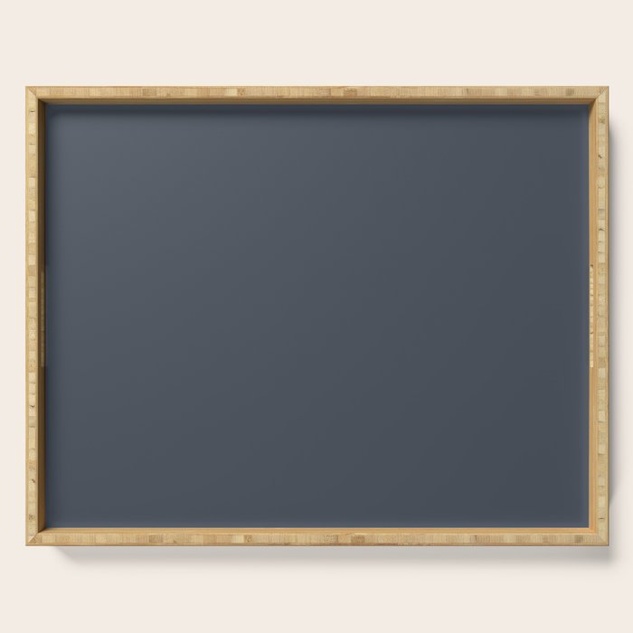Modern Navy Blue Gray Solid Serving Tray Gallery Image 1