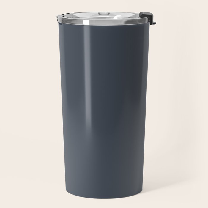 Modern Navy Blue Gray Solid Travel Mug Gallery Image 2