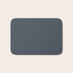 Modern Navy Blue Gray Solid Bath Mat Gallery Image 1