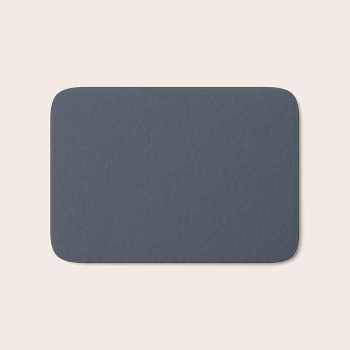 Modern Navy Blue Gray Solid Bath Mat Gallery Image 1