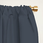 Modern Navy Blue Gray Solid Window Curtain Gallery Image 2