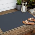 Modern Navy Blue Gray Solid Outdoor Rug Gallery Image 2
