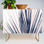 Contemporary Palm Leaf in Navy Blue and Blush Pink Credenza Gallery Image 1