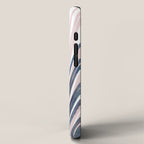 Contemporary Palm Leaf in Navy Blue and Blush Pink iPhone Case Gallery Image 2