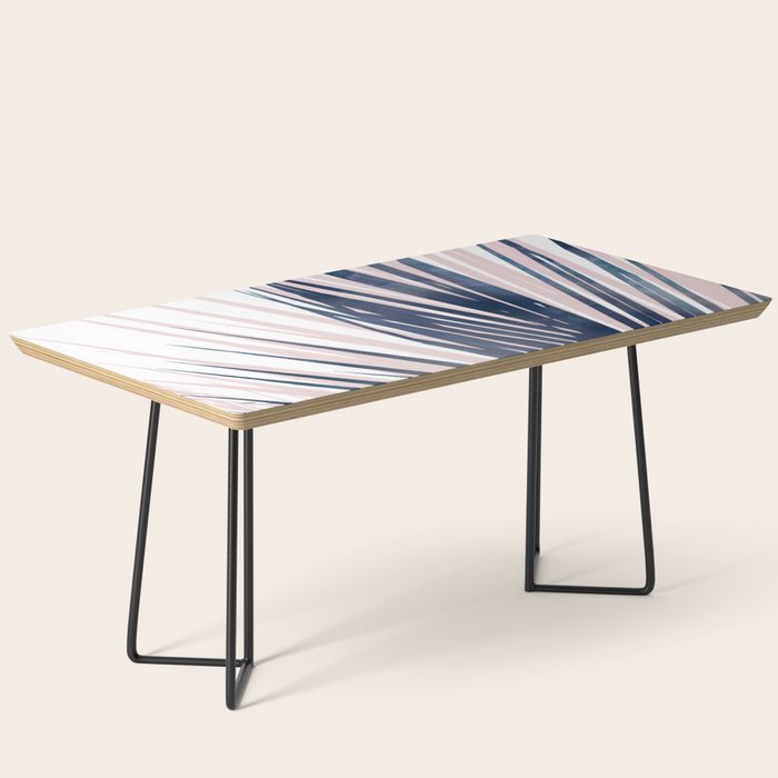 Contemporary Palm Leaf in Navy Blue and Blush Pink Coffee Table Gallery Image 1