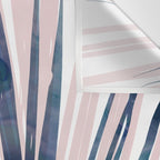 Contemporary Palm Leaf in Navy Blue and Blush Pink Wall Tapestry Gallery Image 3