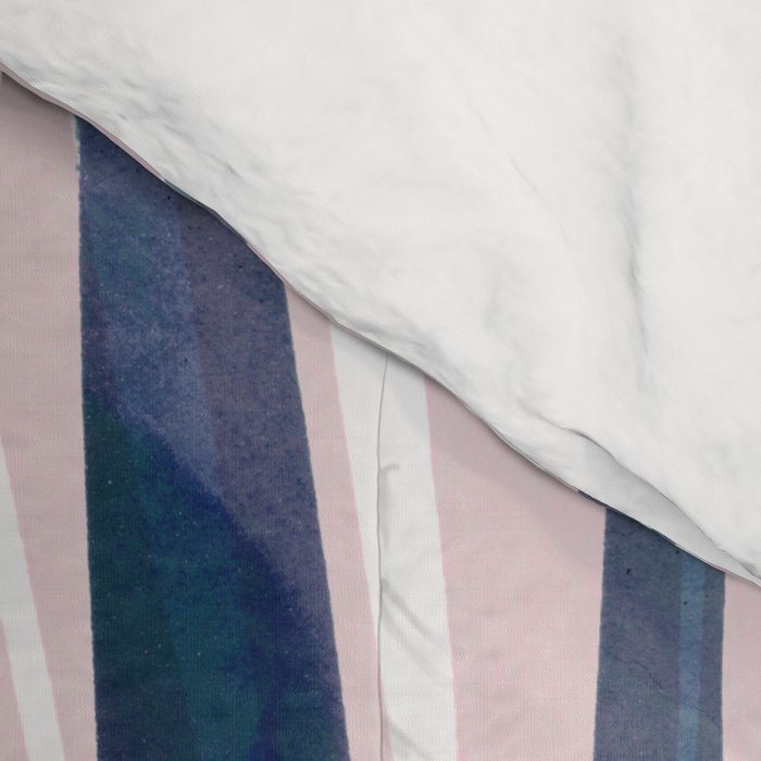 Contemporary Palm Leaf in Navy Blue and Blush Pink Comforter Gallery Image 4