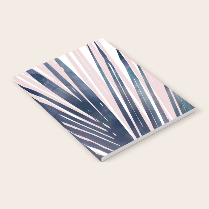 Contemporary Palm Leaf in Navy Blue and Blush Pink Notebook Gallery Image 2