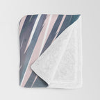 Contemporary Palm Leaf in Navy Blue and Blush Pink Throw Blanket Gallery Image 3