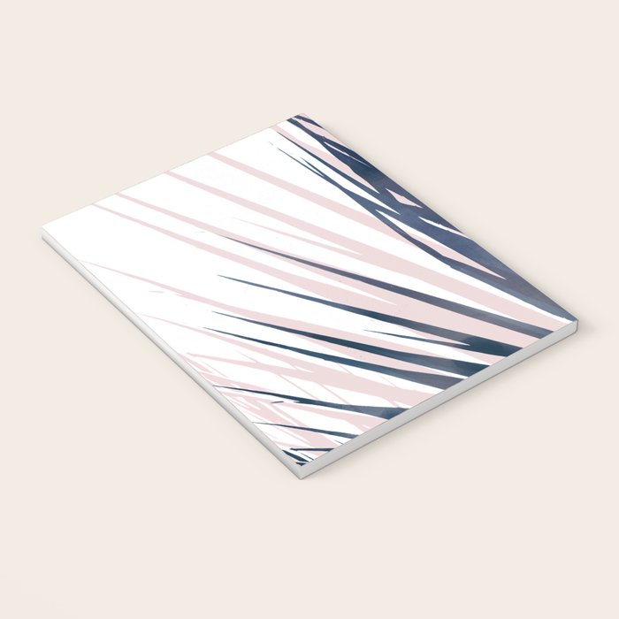 Contemporary Palm Leaf in Navy Blue and Blush Pink Notebook Gallery Image 3