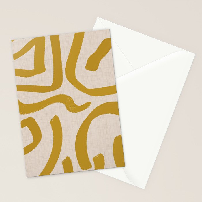 Retro Mustard Scribbles - Abstract Mid Century Brush Stationery Card Gallery Image 2