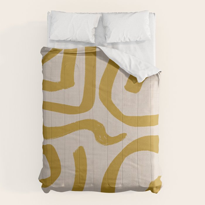 Retro Mustard Scribbles - Abstract Mid Century Brush Comforter Gallery Image 6