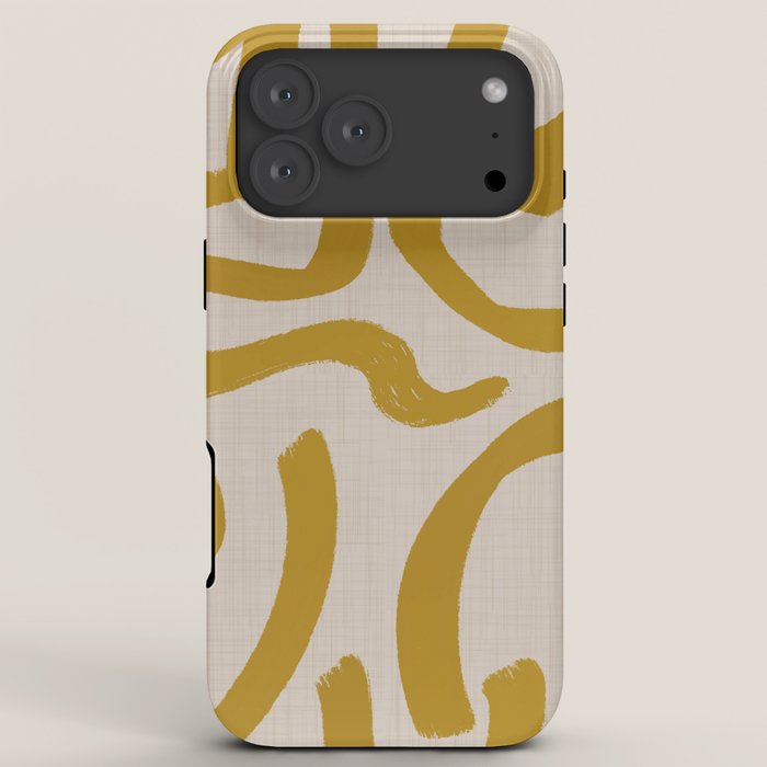 Retro Mustard Scribbles - Abstract Mid Century Brush iPhone Case Gallery Image 8