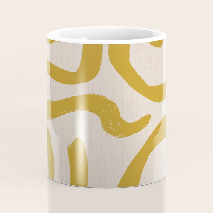 Retro Mustard Scribbles - Abstract Mid Century Brush Coffee Mug Gallery Image 4