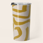 Retro Mustard Scribbles - Abstract Mid Century Brush Travel Mug Gallery Image 3