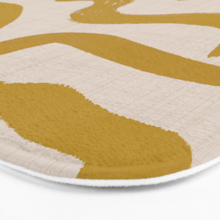 Retro Mustard Scribbles - Abstract Mid Century Brush Bath Mat Gallery Image 3