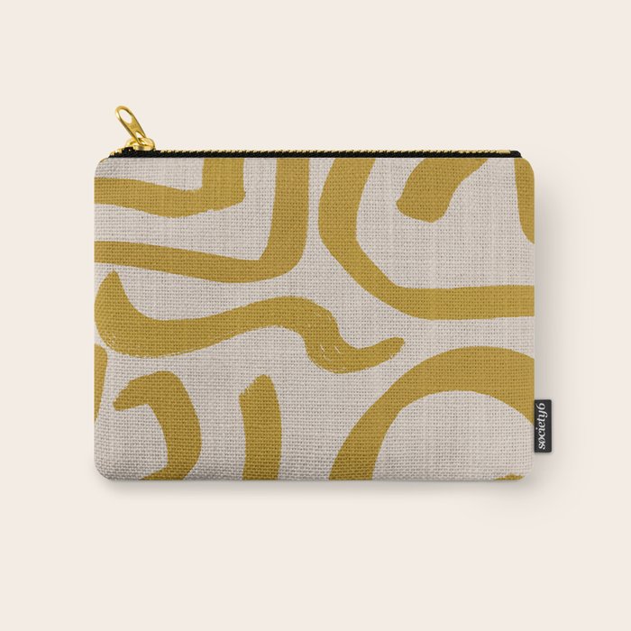 Retro Mustard Scribbles - Abstract Mid Century Brush Carry All Pouch Gallery Image 1