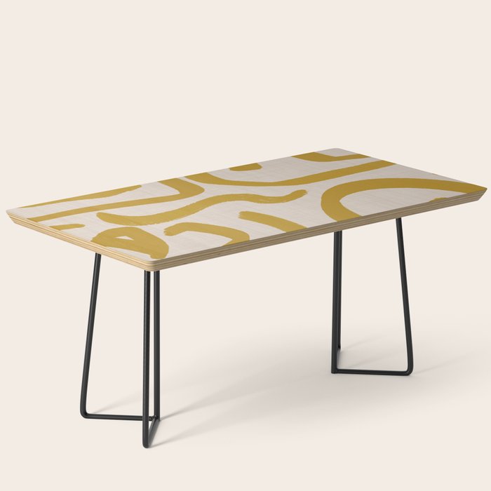 Retro Mustard Scribbles - Abstract Mid Century Brush Coffee Table Gallery Image 1