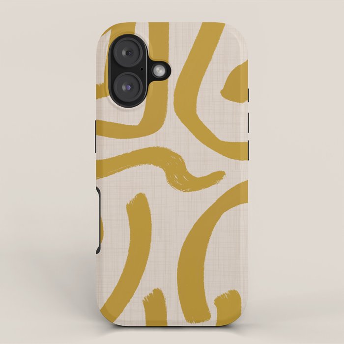 Retro Mustard Scribbles - Abstract Mid Century Brush iPhone Case Gallery Image 1