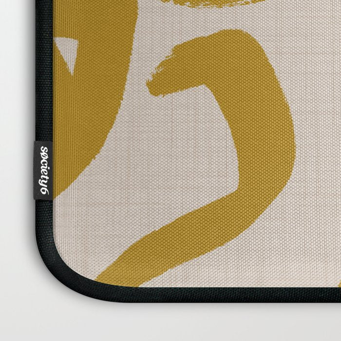 Retro Mustard Scribbles - Abstract Mid Century Brush Laptop Sleeve Gallery Image 3