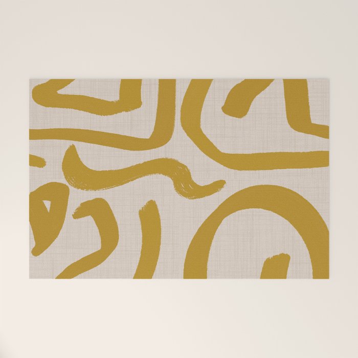 Retro Mustard Scribbles - Abstract Mid Century Brush Welcome Mat Gallery Image 1