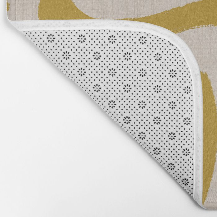 Retro Mustard Scribbles - Abstract Mid Century Brush Bath Mat Gallery Image 2