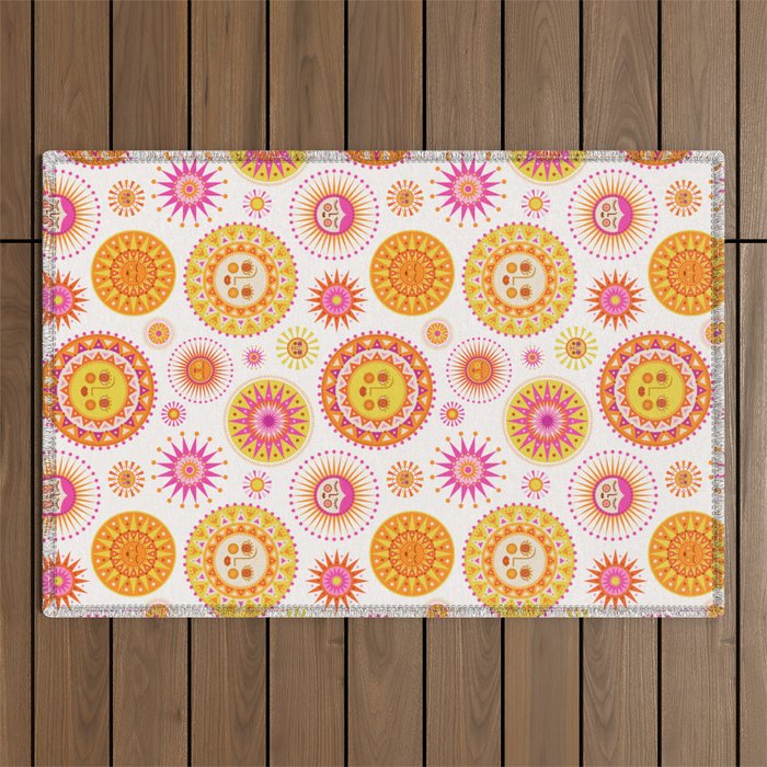 Here Comes the Sun - Pink and Yellow Outdoor Rug Gallery Image 1