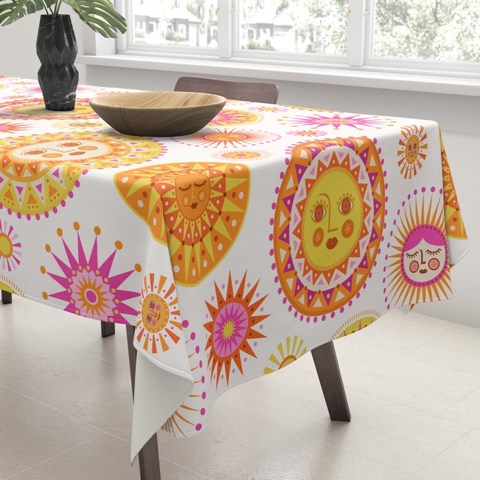 Here Comes the Sun - Pink and Yellow Tablecloth Gallery Image 3