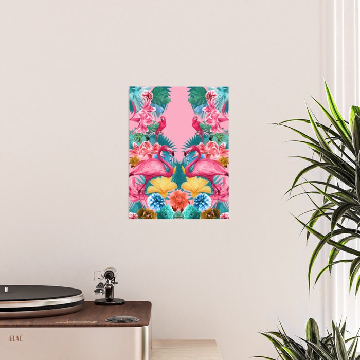 Flamingo and Tropical garden Poster Gallery Image 2