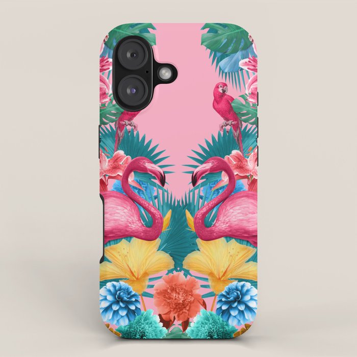 Flamingo and Tropical garden iPhone Case Gallery Image 1