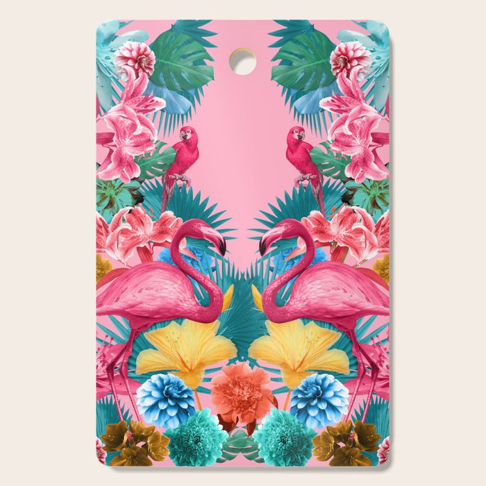 Flamingo and Tropical garden Cutting Board Gallery Image 1