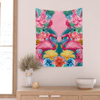 Flamingo and Tropical garden Wall Tapestry Gallery Image 2