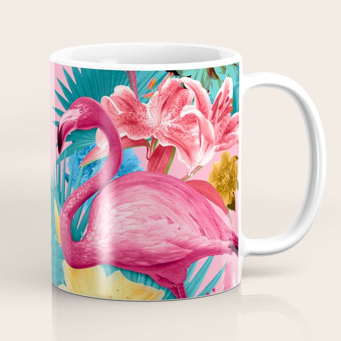 Flamingo and Tropical garden Coffee Mug Gallery Image 1