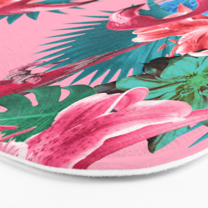 Flamingo and Tropical garden Bath Mat Gallery Image 3