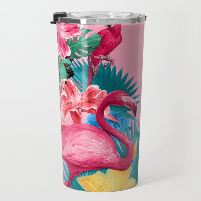 Flamingo and Tropical garden Travel Mug Gallery Image 3