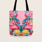 Flamingo and Tropical garden Tote Bag Gallery Image 1
