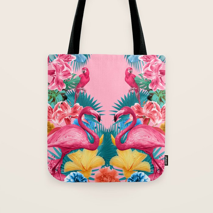 Flamingo and Tropical garden Tote Bag Gallery Image 1