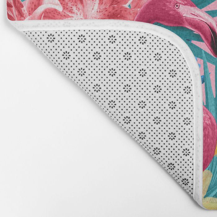 Flamingo and Tropical garden Bath Mat Gallery Image 2