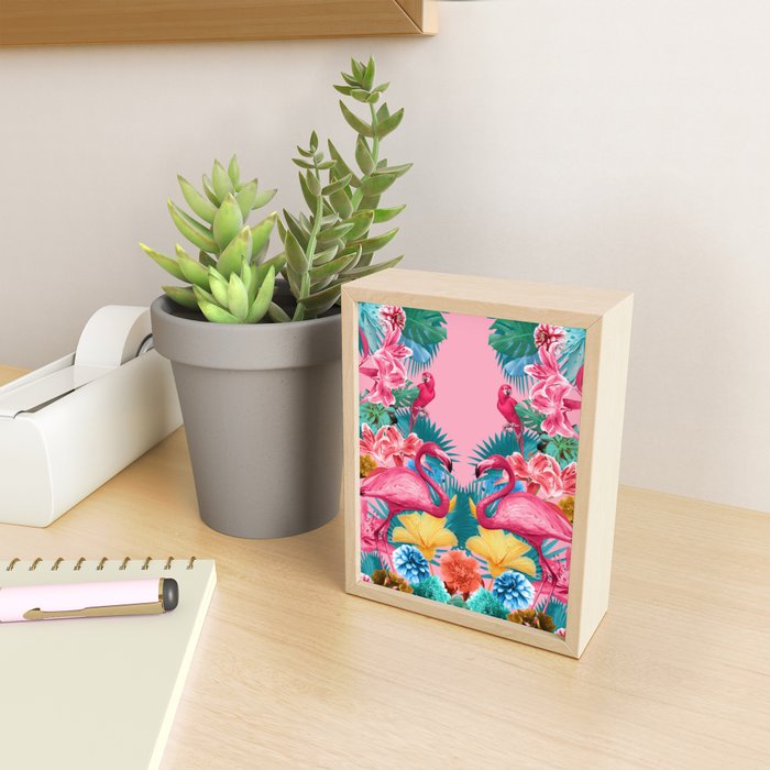 Flamingo and Tropical garden Mini Art Print Gallery Image 2