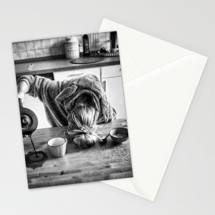 First I Drink the Coffee, Then I do the Stuff - hangover black and white photograph / photography Stationery Card Gallery Image 2