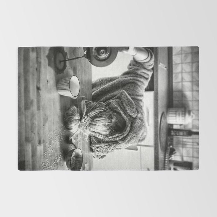 First I Drink the Coffee, Then I do the Stuff - hangover black and white photograph / photography Rug Gallery Image 2