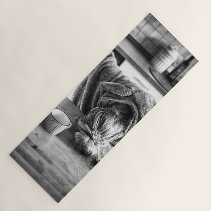 First I Drink the Coffee, Then I do the Stuff - hangover black and white photograph / photography Yoga Mat Gallery Image 1