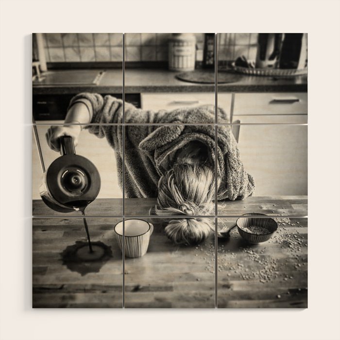 First I Drink the Coffee, Then I do the Stuff - hangover black and white photograph / photography Wood Wall Art Gallery Image 1