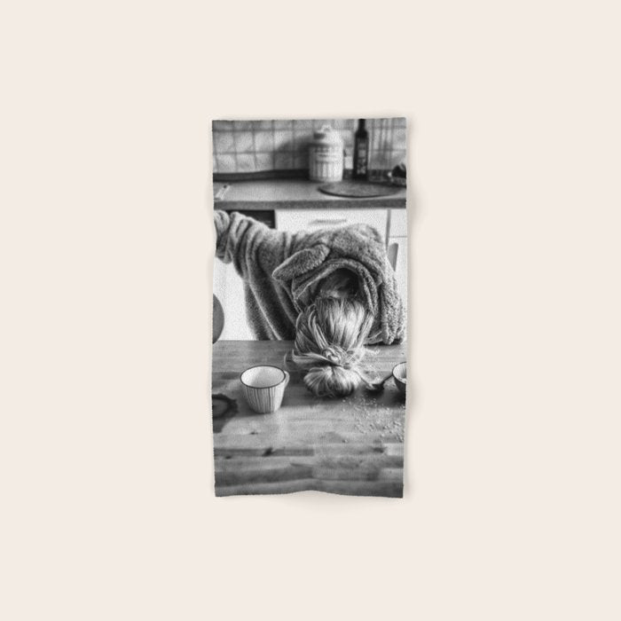 First I Drink the Coffee, Then I do the Stuff - hangover black and white photograph / photography Bath Towel Gallery Image 1