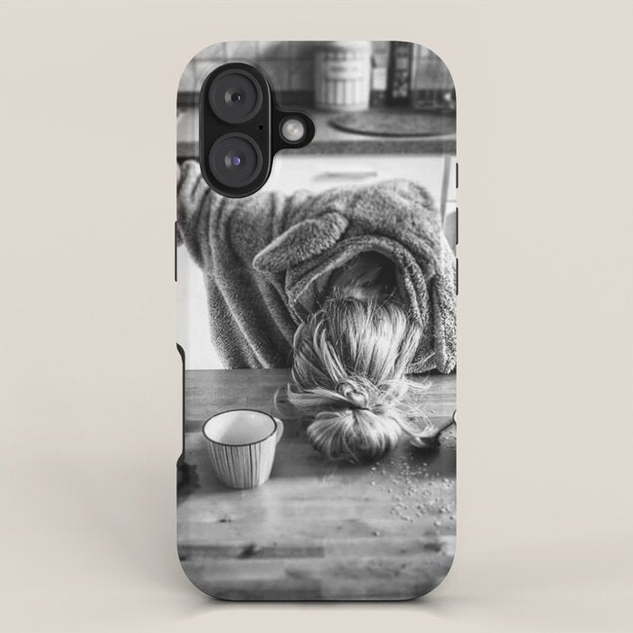 First I Drink the Coffee, Then I do the Stuff - hangover black and white photograph / photography iPhone Case Gallery Image 1