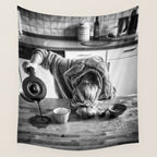 First I Drink the Coffee, Then I do the Stuff - hangover black and white photograph / photography Wall Tapestry Gallery Image 4