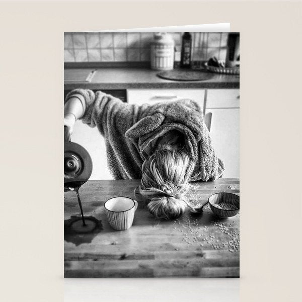 First I Drink the Coffee, Then I do the Stuff - hangover black and white photograph / photography Stationery Card Gallery Image 2