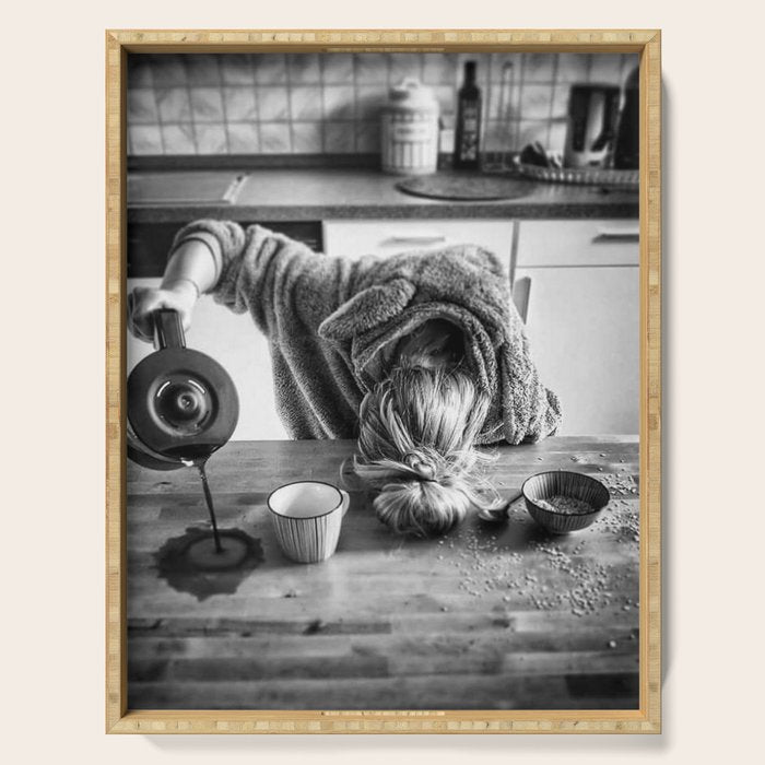 First I Drink the Coffee, Then I do the Stuff - hangover black and white photograph / photography Serving Tray Gallery Image 1