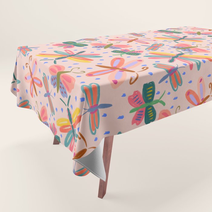 Happy and Colorful Butterflies Illustration Tablecloth Gallery Image 1