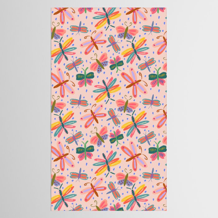 Happy and Colorful Butterflies Illustration Tablecloth Gallery Image 2